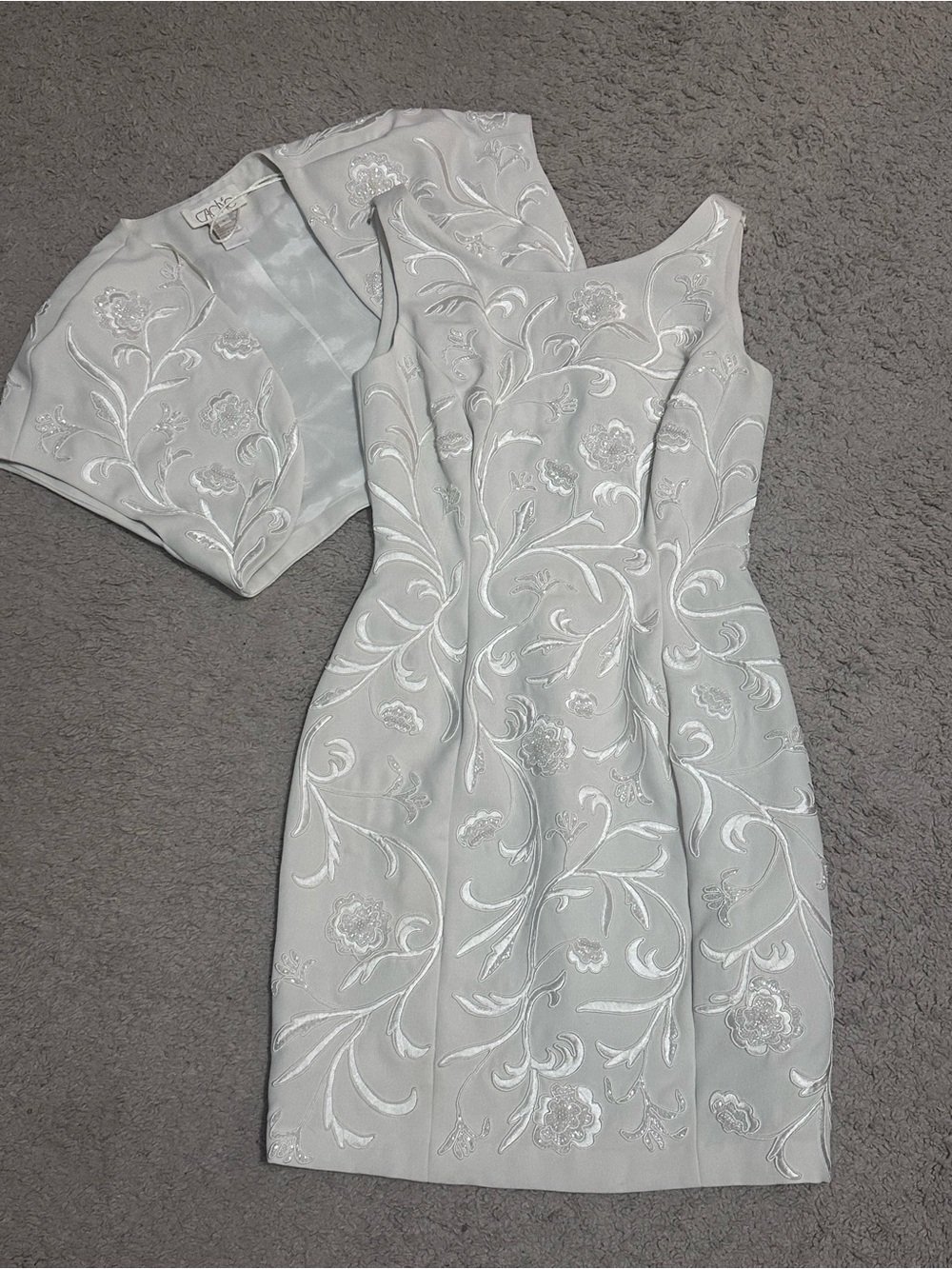 Vtg Cache beaded embroidered mini dress with capelet jacket sz 4 bridal bride